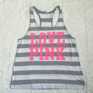 VINTAGE Victoria’s Secret PINK, gray and white striped tank top